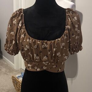 Altar'd State Brown Floral Blouse